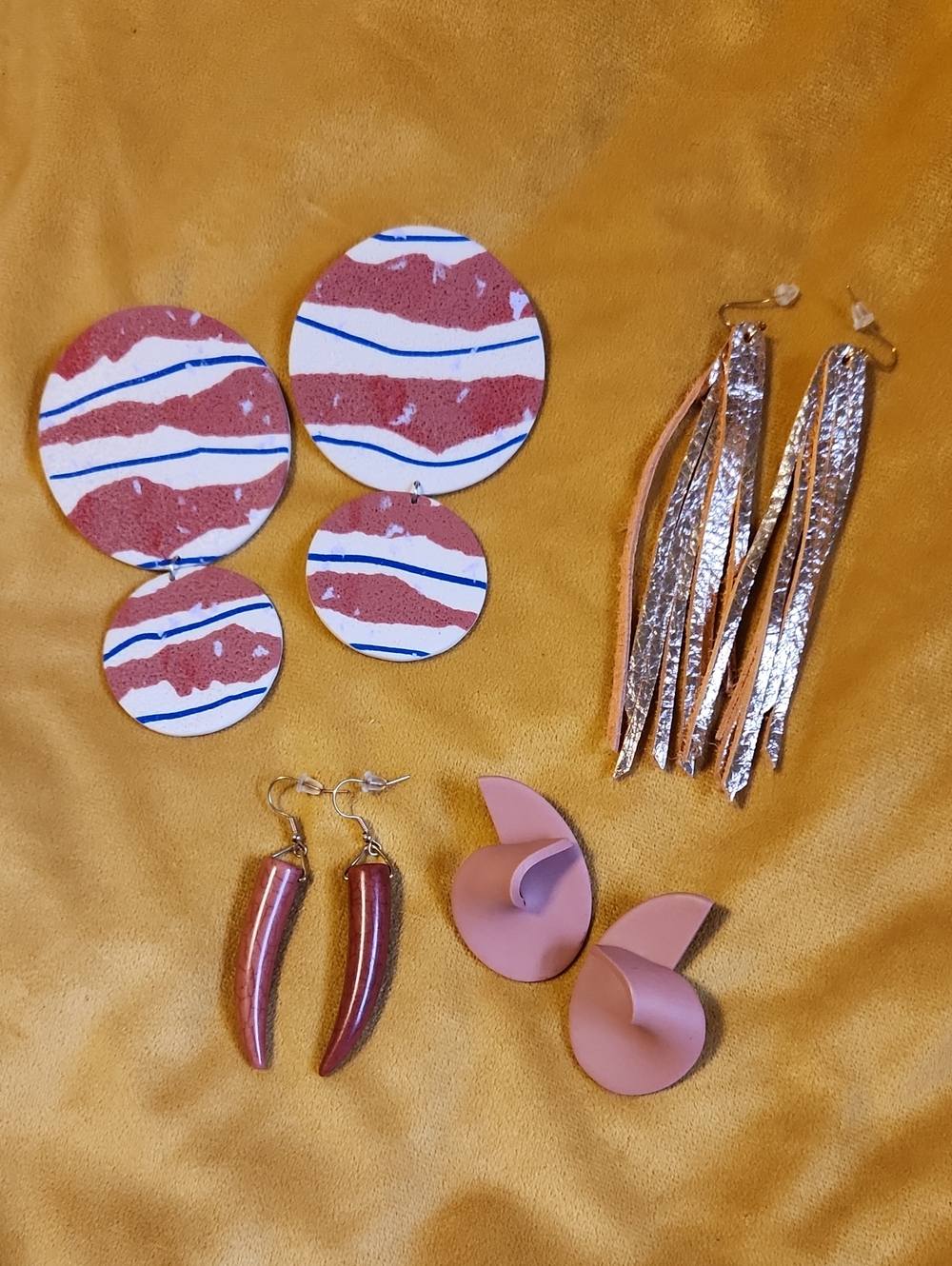 Boho Western Earring Set- Clay And Leather